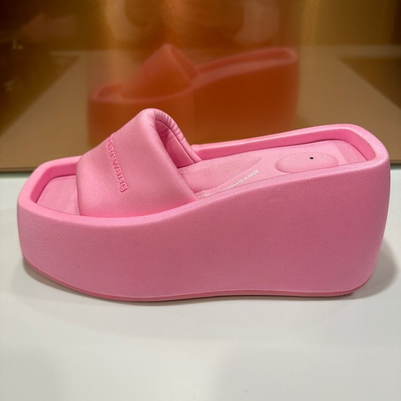 Alexander Wang Taji Platform Slides Size 38 Neon Bubblegum - Picture 16 of 16